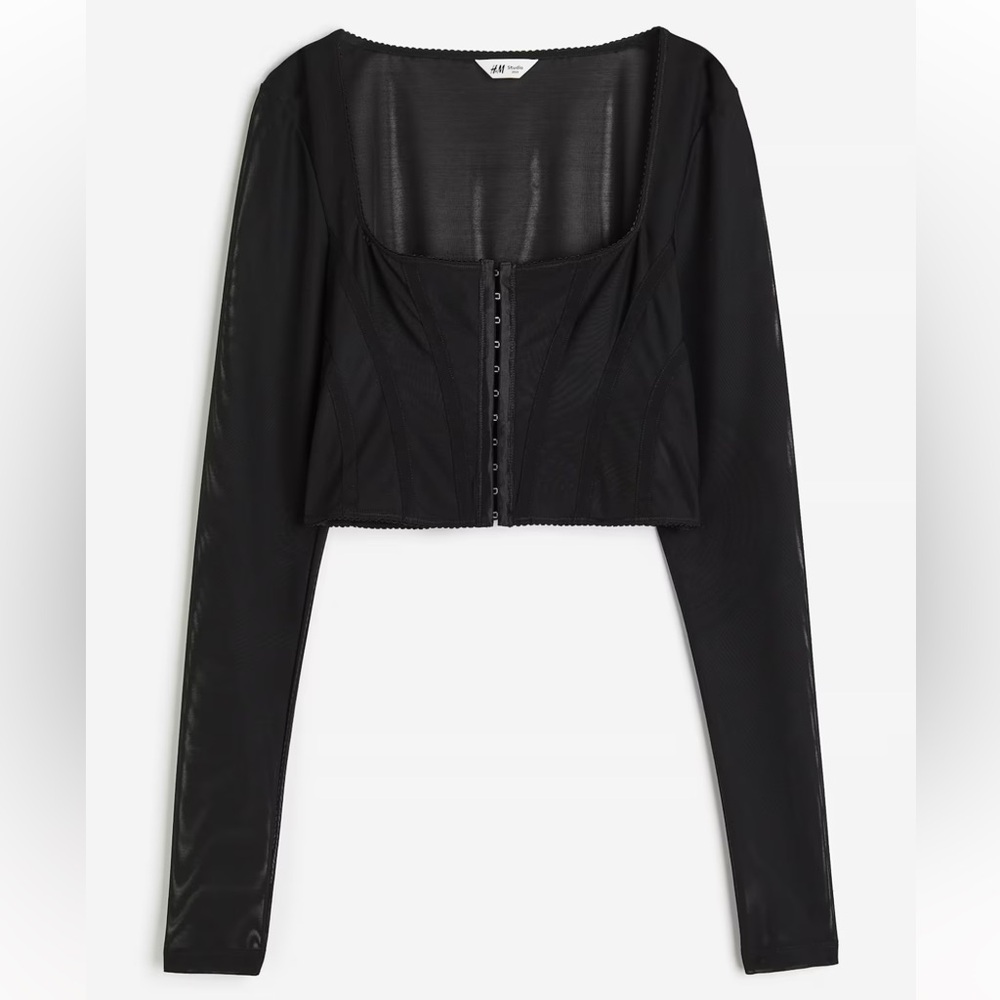 New H&M Studio 2023 Sheer Corset-Style Top, size L
